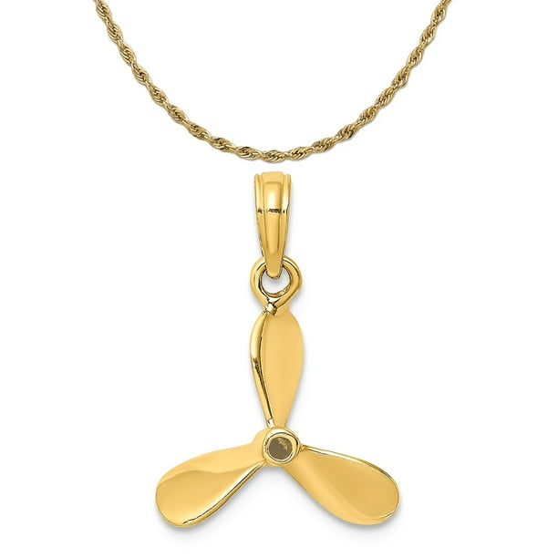Solid 14k Yellow Gold 3-D 3 Blades Propeller Charm Pendant 14mm x 10mm Solid 14k Yellow Gold 3-D 3 Blades Propeller Charm Pendant 14mm x 10mm